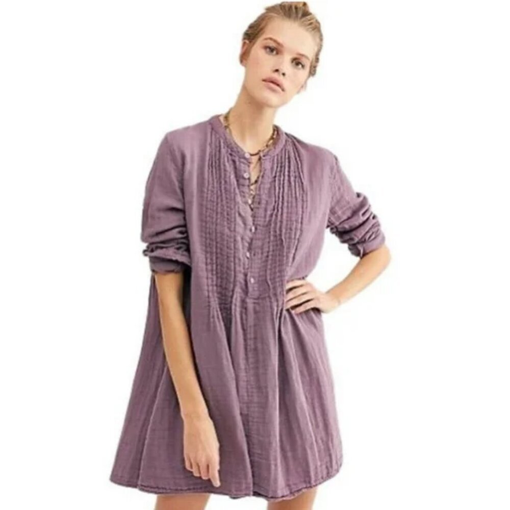 CP Shades Regina Corduroy Tunic Dress in Lilac Purple Small